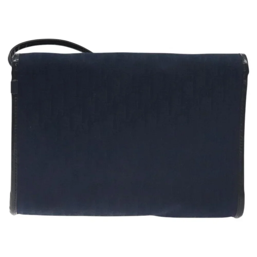 Authentic Christian Dior Trotter Canvas Shoulder Bag Navy - Picture 9 of 16